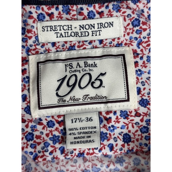 Jos A Bank 1905 Floral Shirt XL Stretch Tailored Fit Mens Dress Casual - Picture 5 of 7